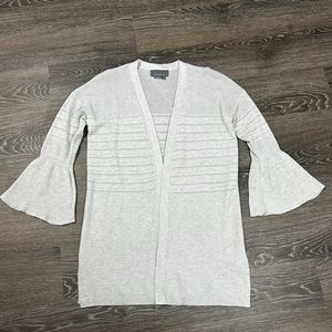 Anthropologie Open Front Lightweight Grey Bell Sleeve Cardigan Size XS EUC